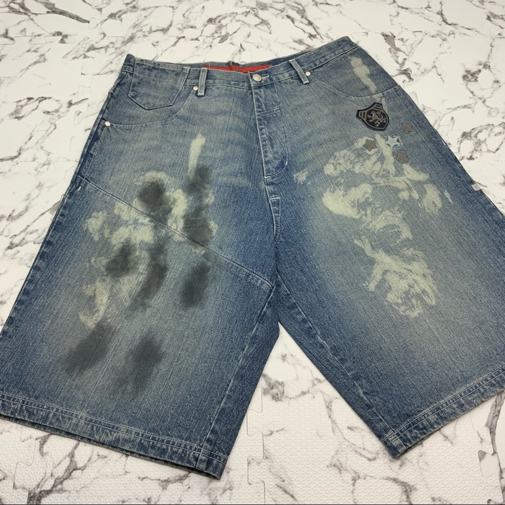 Men's Vokal by Nelly Mid Blue Denim Dirty Shorts